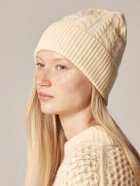 J. Crew Cashmere Cable-knit Beanie - Candlelight